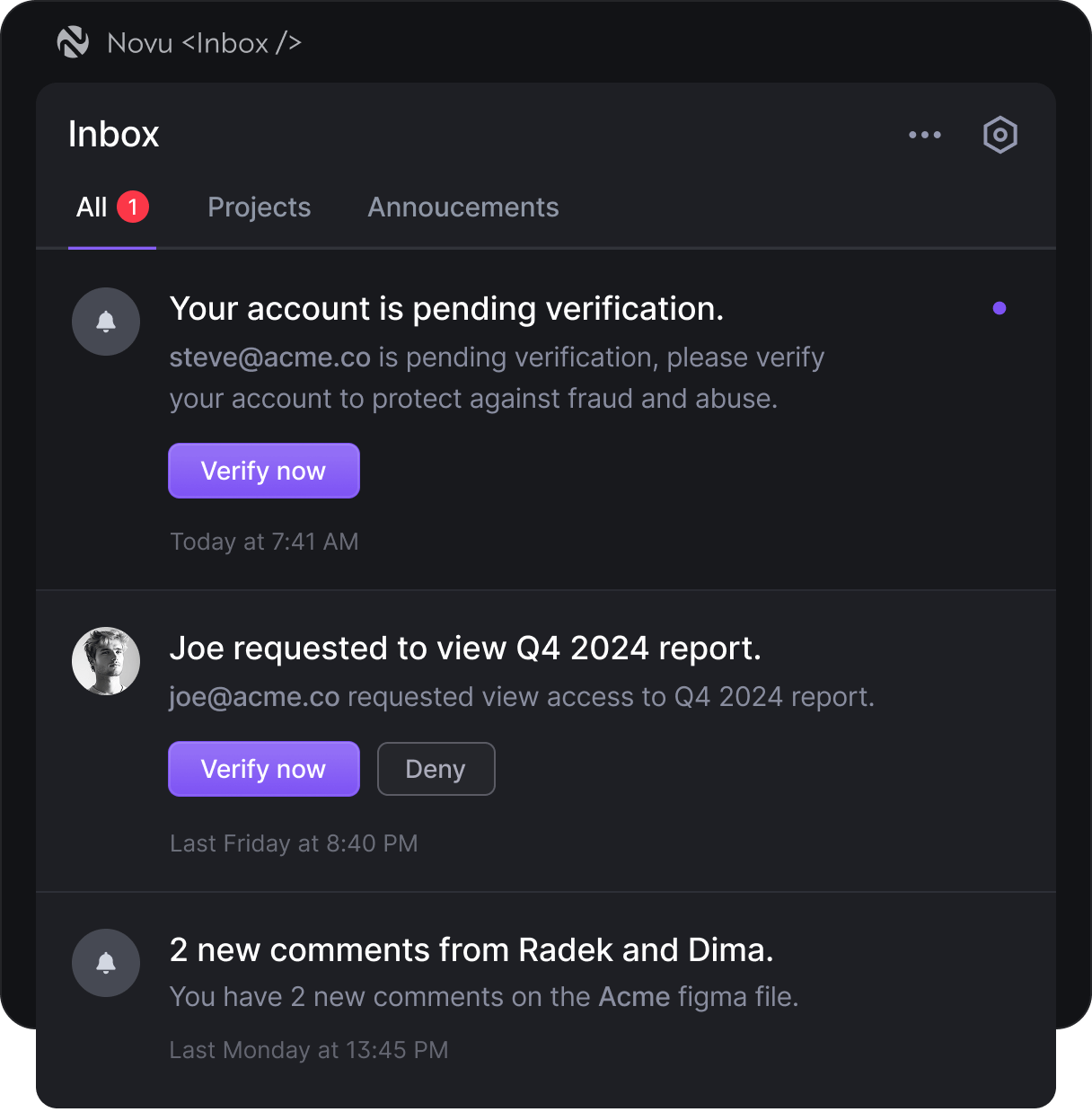 PulseInbox notification center